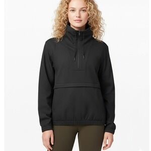 Lululemon Pack Light Pullover Black Textured Quarter Zip Pullover Jacket Womens